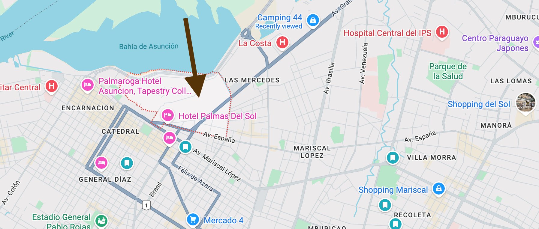 map of chacarita in Paraguay