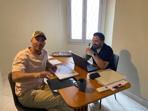 Student and teacher happy in class